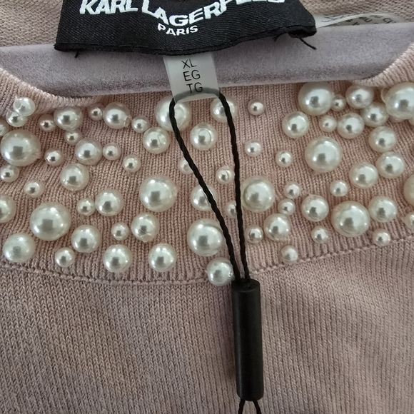 Karl Lagerfeld Sweaters - Karl Lagerfeld Pink Sweater with Pearl Embellishments - Nwt - Xl - Blush